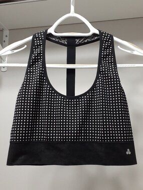 SPORTS BRA - Black with white dots - Power written down back strap